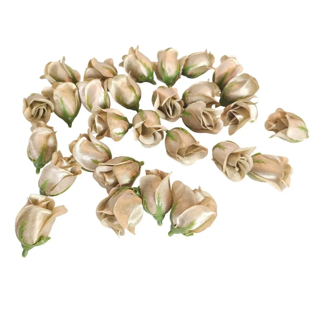 50 Moss Olive Green Satin Rose Buds Stemless Wedding Floral Craft DIY 2